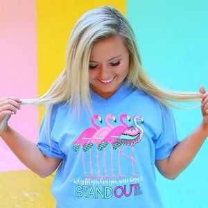 Jadelynn Brooke’s blue v-beck shirt